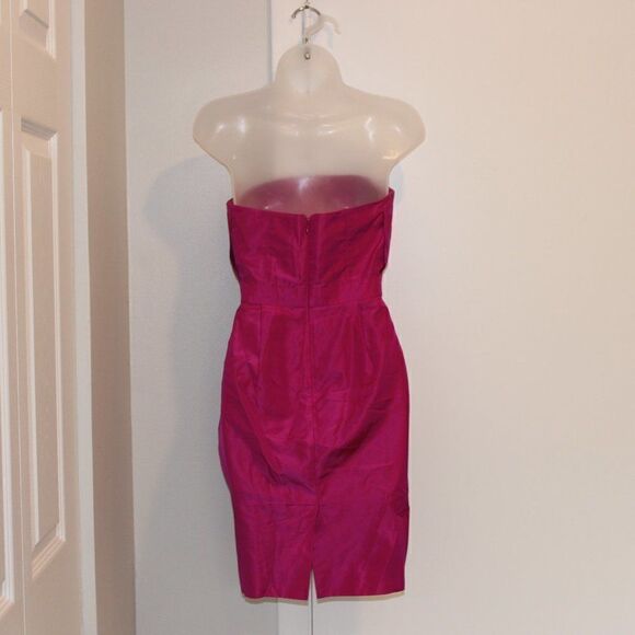 J. Crew Fuchsia Strapless 100% Silk Dress Mini Dress Women Size 4 - Picture 7 of 9